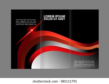 Red Colors Polygonal Geometric Elements Style Business Tri-Fold Brochure Template. Corporate Leaflet, Cover Design 