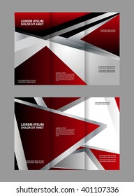 Red Colors Polygonal Geometric Elements Style Business Tri-Fold Brochure Template. Corporate Leaflet, Cover Design
