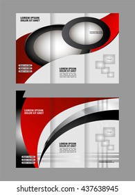 Red Colors Polygonal Geometric Elements Style Business Tri-Fold Brochure Template. Corporate Leaflet, Cover Design

