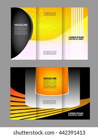 Red Colors Polygonal Geometric Elements Style Business Tri-Fold Brochure Template. Corporate Leaflet, Cover Design

