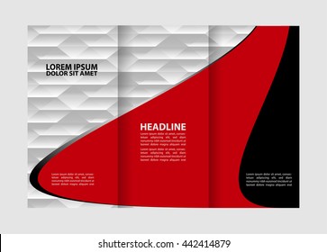Red Colors Polygonal Geometric Elements Style Business Tri-Fold Brochure Template. Corporate Leaflet, Cover Design
