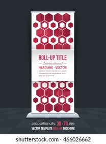 Red Colors Roll-Up Banner, Advertising Vector Background Design