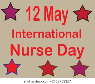 Red Colour 12 May International Nurse Day and Stars in design