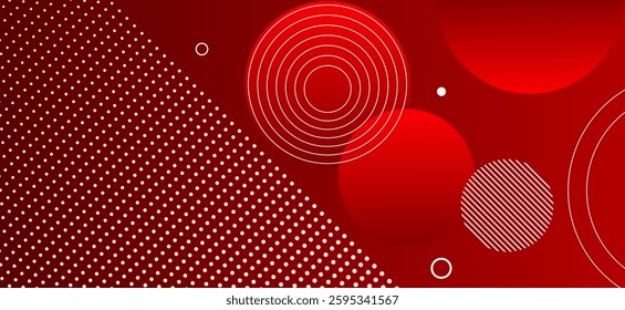 Red colour abstract gradient background with geometric circle shapes pattern and abstract lines vector illustration eps10. Futuristic, Luxury,graphic,Degital. Perfect for modern.