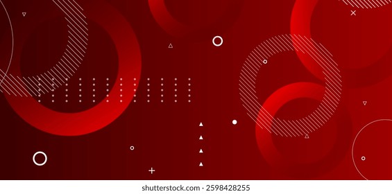 Red colour abstract gradient background with geometric circle shapes  and abstract lines design background vector illustration eps10. Perfect for modern projects basktop wallpaper ,Business.