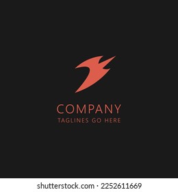 Red colour Dragon wings abstract logo design