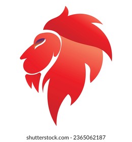 red colour lion head logo 