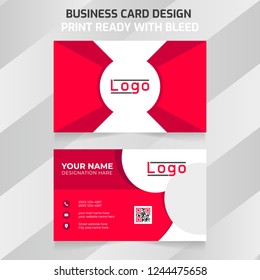 Red colour modern business card. vector, abstract