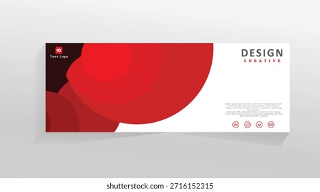 Plantilla de Anuncio de Vector de color rojo para redes sociales y Web, Anuncio Horizontal para encabezado de portada, plantilla de Anuncio de promoción para productos y servicios digitales, Anuncio de Web de color rojo abstracto. eps 10