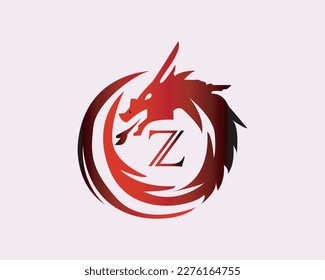  Red Coloured Dragon Alphabet Logo
