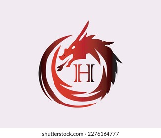  Red Coloured Dragon Alphabet Logo