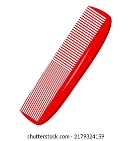 Der rote Kamm ist ein Gerät zum Kämmen der Haare. Der Kamm besteht aus Knöpfen und Zahnrädern. Friseure verwenden eine Vielzahl von Kombatts.Barbershop-Einzelsymbol im Cartoon-Stil Vektorgrafik
