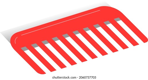 red comb with shadow isolated vector graphic icon or illustration