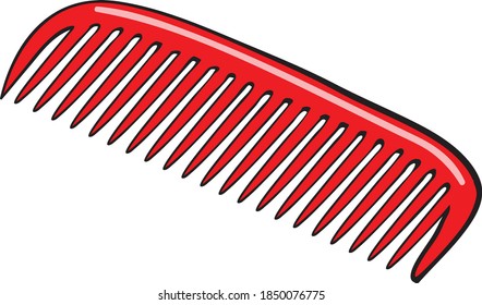 dessin humoristique simple peigne rouge, illustration vectorielle