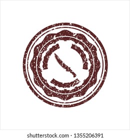 Red combat knife icon inside distressed grunge seal