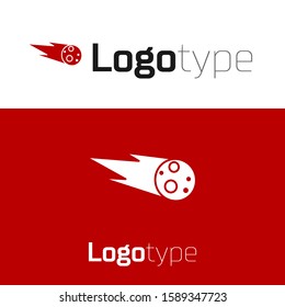 Red Comet falling down fast icon isolated on white background. Logo design template element. Vector Illustration