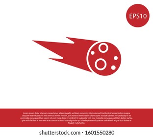 Red Comet falling down fast icon isolated on white background.  Vector Illustration