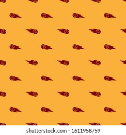 Red Comet falling down fast icon isolated seamless pattern on brown background.  Vector Illustration