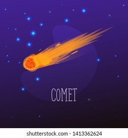 red comet on space star violet background