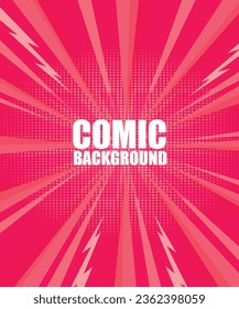Red Comic Background With Thunder