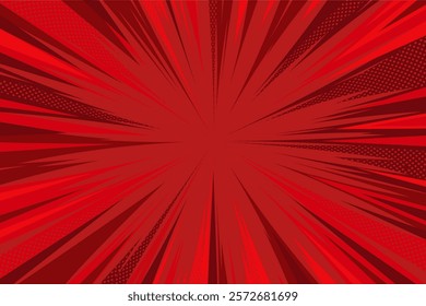 Red comic book background. Pop art halftone style background for magazine, cover, ad, banner, websites. Abstract anime backdrop