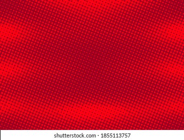 Red comic book pop art background with halftone effect, dotted backdrop vector illustration