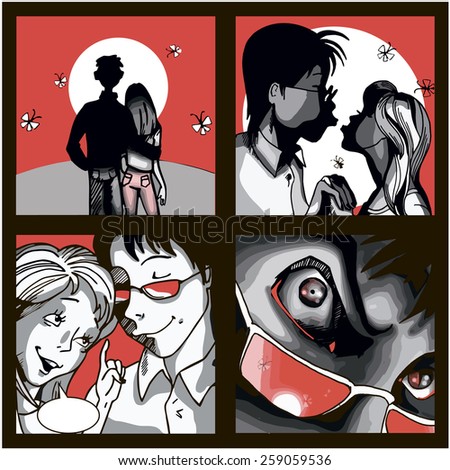 Red comic book. Vector. Illustrations. Comics. Storyboard.