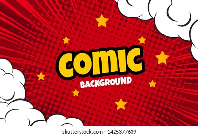 Red comic halftone background vector