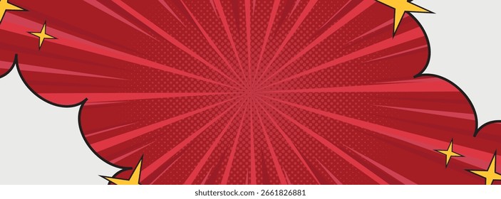 Roter Comic-Pop-Art-Hintergrund mit Form, Halbton und Stern