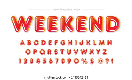Red Comic Rounded Artistic Font Design Typography