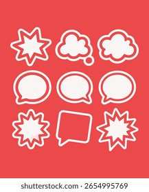 Conjunto de burbujas de pensamiento y discurso de estilo cómico rojo

