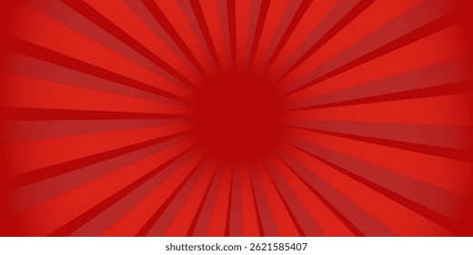 Red comic sunburst effect background with halftone. pop art comic-style vector background. Suitable for templates, sale banners, events, ads, web and pages