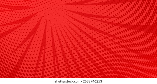 Red comic sunburst effect background with halftone. pop art comic-style vector background. Suitable for templates, sale banners, events, ads, web and pages