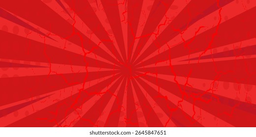 Red comic sunburst effect background with halftone. pop art comic-style vector background