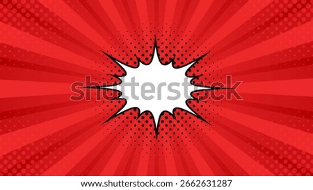 Red comic sunburst effect background with halftone. pop art comic-style vector background. Suitable for templates, sale banners, events, ads, web and pages