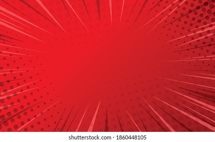 Zoom de cómic rojo con líneas y puntos - Ilustración vectorial