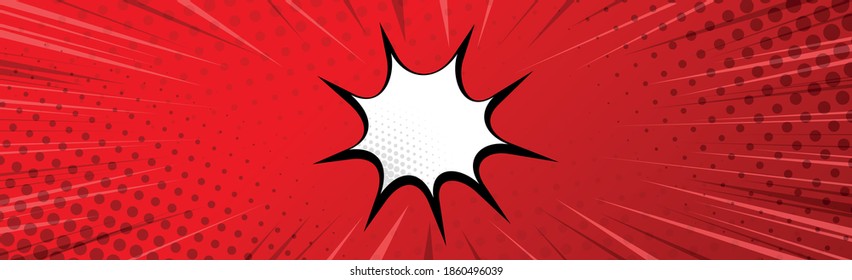 Red comic zoom with lines, dots and white elements - Vector illustration