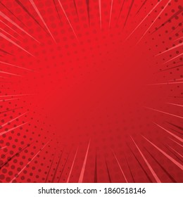 Zoom de cómic rojo con líneas y puntos - Ilustración vectorial
