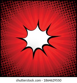 Red comic zoom with lines and dots - Vector illustration