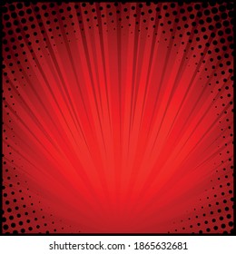 Red comic zoom with lines and dots - Vector illustration