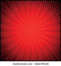 Red comic zoom with lines and dots - Vector illustration