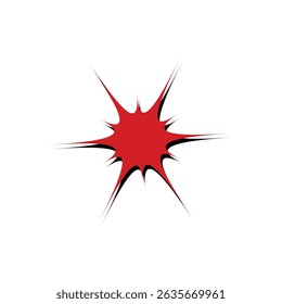 Red comic-style explosion shape with sharp edges on white background. Great for pop art designs, sale stickers, or dynamic graphic elements.
