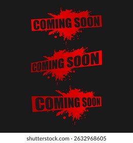 red coming soon stamp sign set