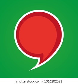 Red comma symbol  red isolated on green background. Quote frame icon. Vector illustration EPS 10.