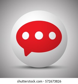 Red Comment icon on white sphere