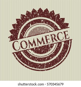 Red Commerce distressed rubber stamp with grunge texture