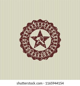 Red communism icon inside rubber seal
