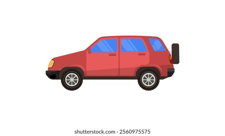 Red compact CUV isolated. Car CUV with side view. Vector flat style illustration