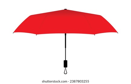 Red compact small umbrella rain template on white background, vector file.