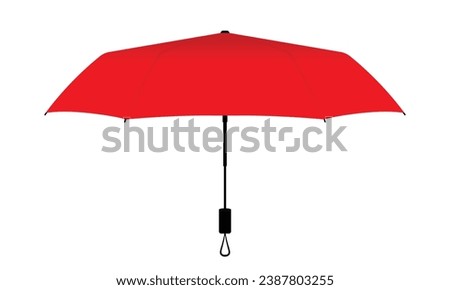 Red compact small umbrella rain template on white background, vector file.